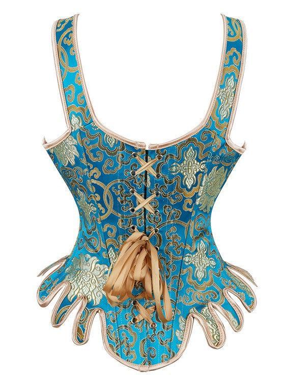 Amelia Jacquard Corset Top In Blue - Mew Mews Fashion