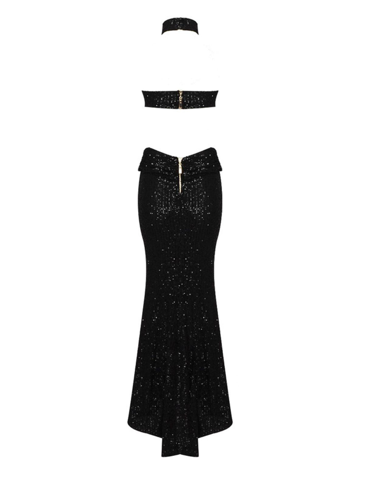 Becca Halterneck Sequin Maxi Dress - Mew Mews Fashion