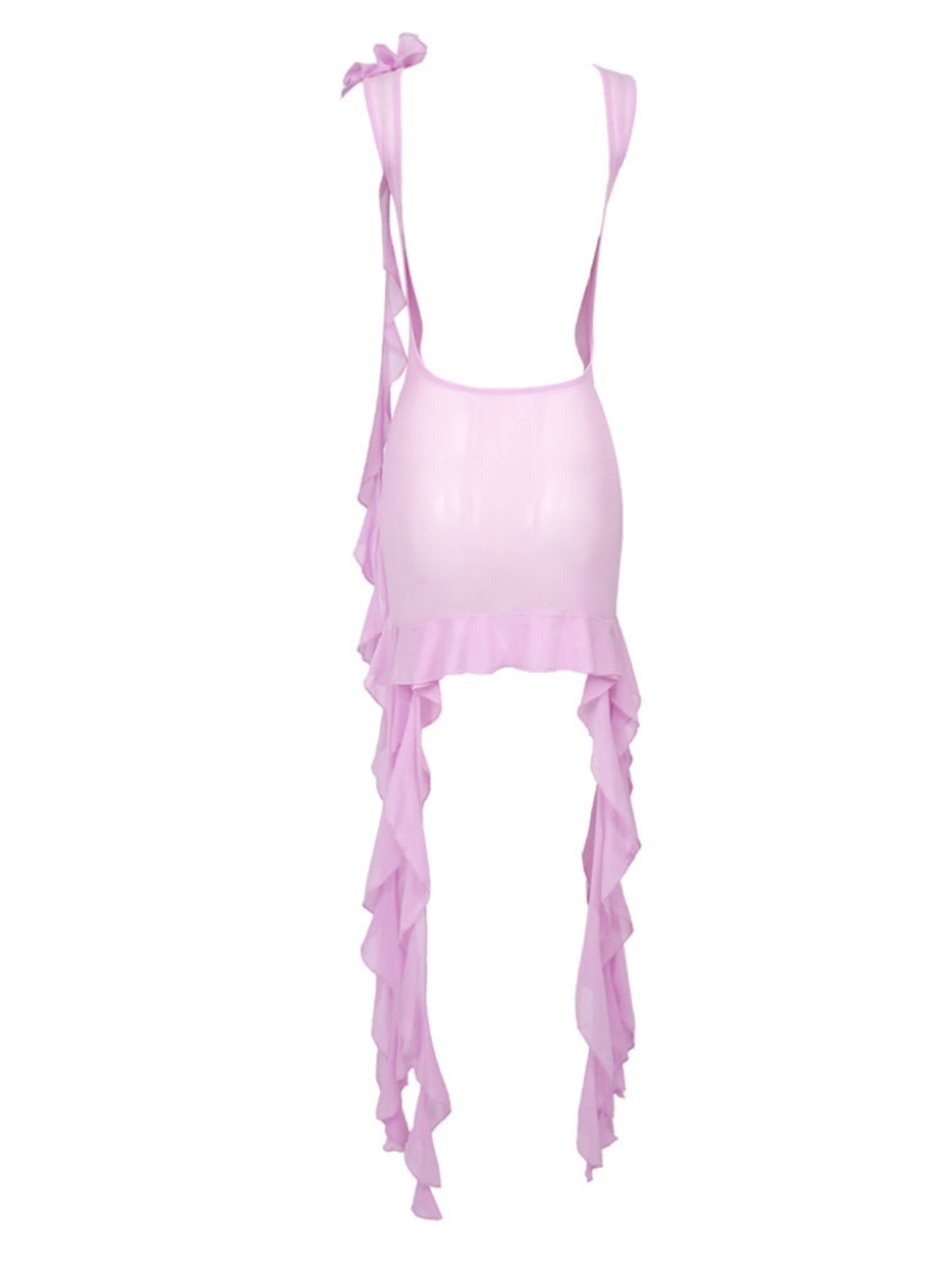 Corinna Flower Mesh Mini Dress In Lilac