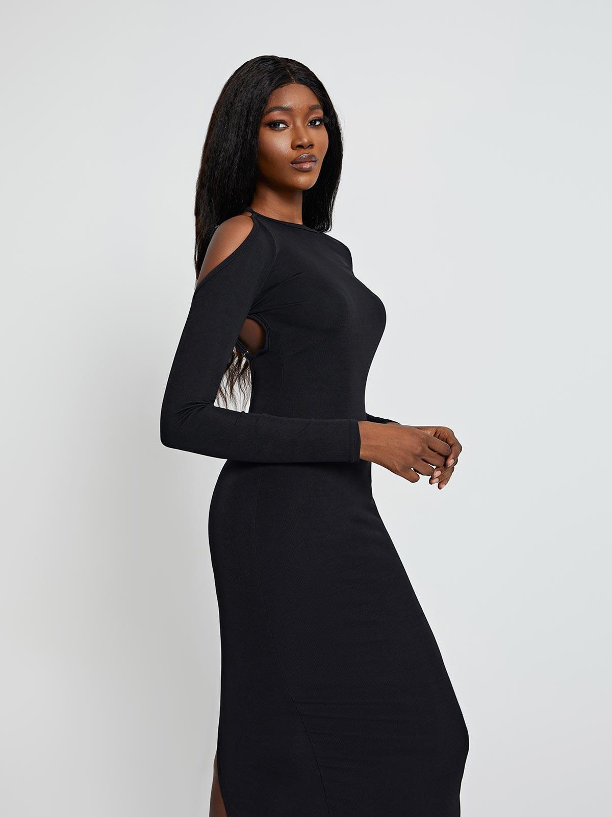 Dove Long Sleeve Backless Midi Dress - Mew Mews Fashion