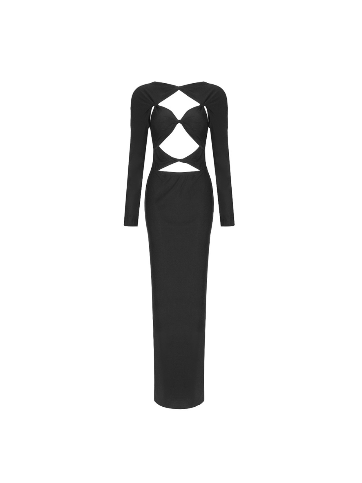 Hedwig Cutout Long Sleeve Maxi Dress In Black