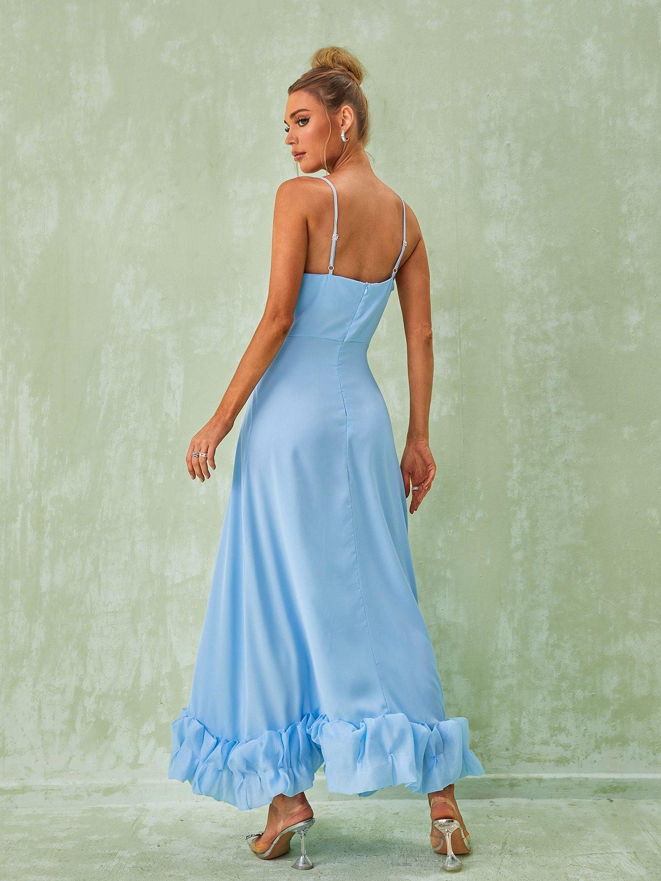 Ilsa Spaghetti Midi Dress In Blue - Mew Mews Fashion
