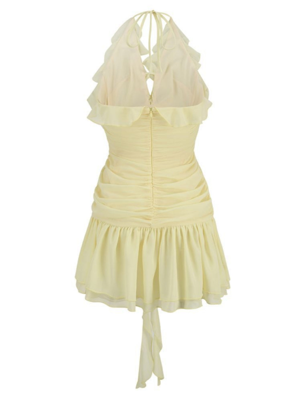Jazlynn V Neck Flower Ruffle Mini Dress In Yellow