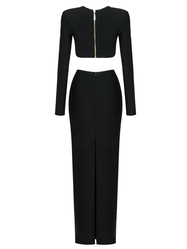 Kynlee Cutout Bandage Set In Black - Mew Mews Fashion