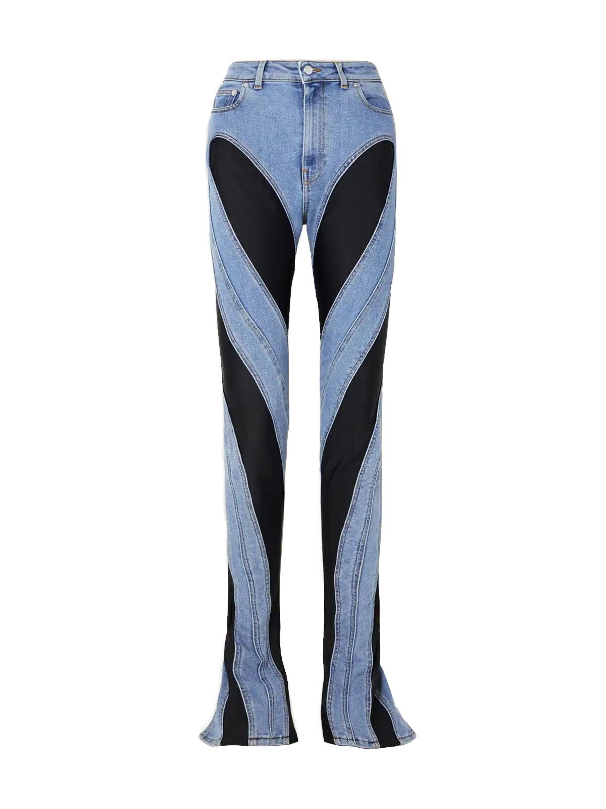 Lettice Paneled High Rise Skinny Jeans In Black - Mew Mews Fashion