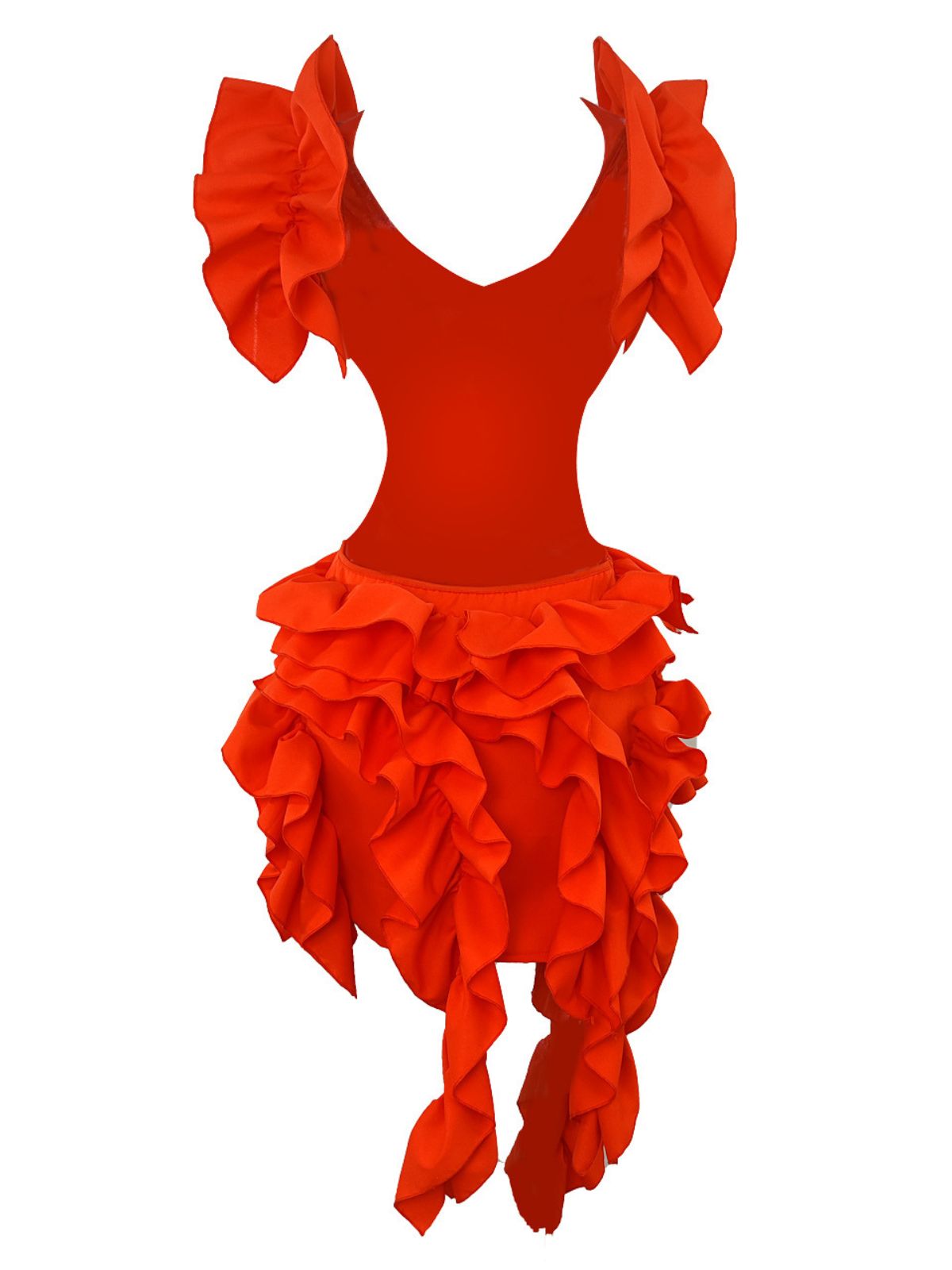 Margie Cutout Ruffle Tiered Dress In Orange