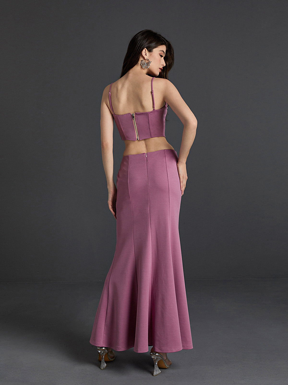 Maryann Embellished Skirt Set In Purple