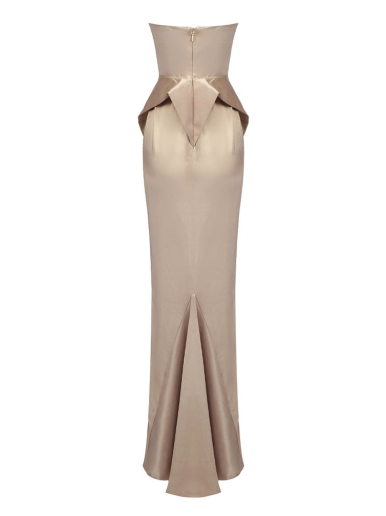 Maxima Strapless Satin Maxi Dress
