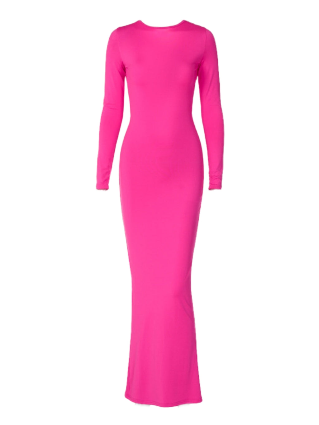 Ofir V Neck Ruched Maxi Dress In Hot Pink