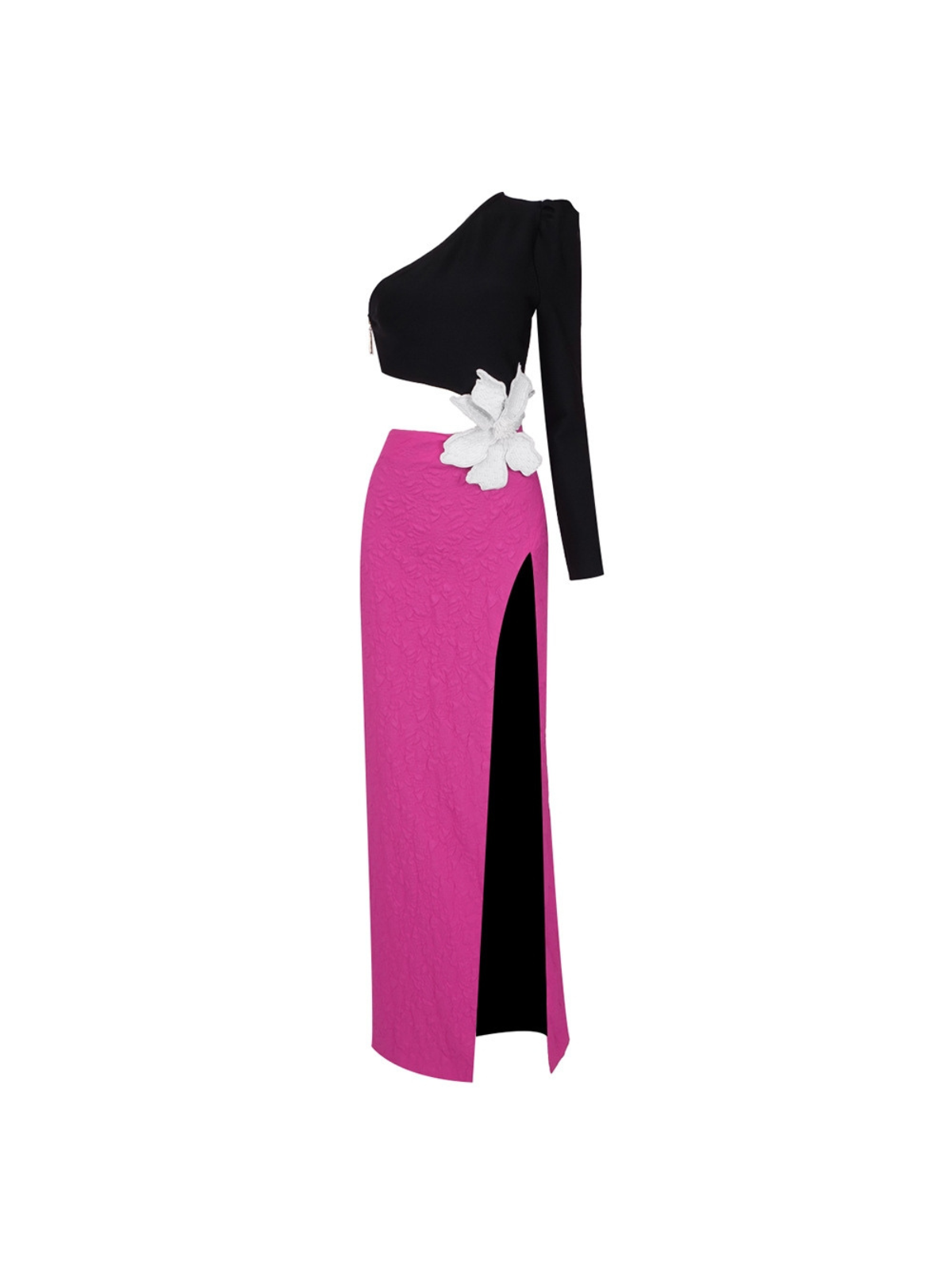 Patsy Flower Pearl Cutout Jacquard Bandage Dress