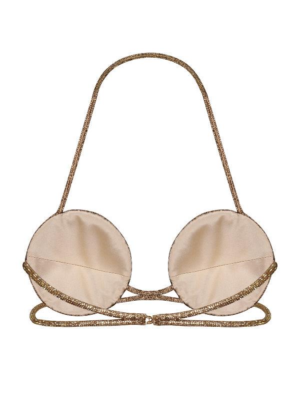Rooney Spiral Crystal Bustier Top In Gold - Mew Mews Fashion