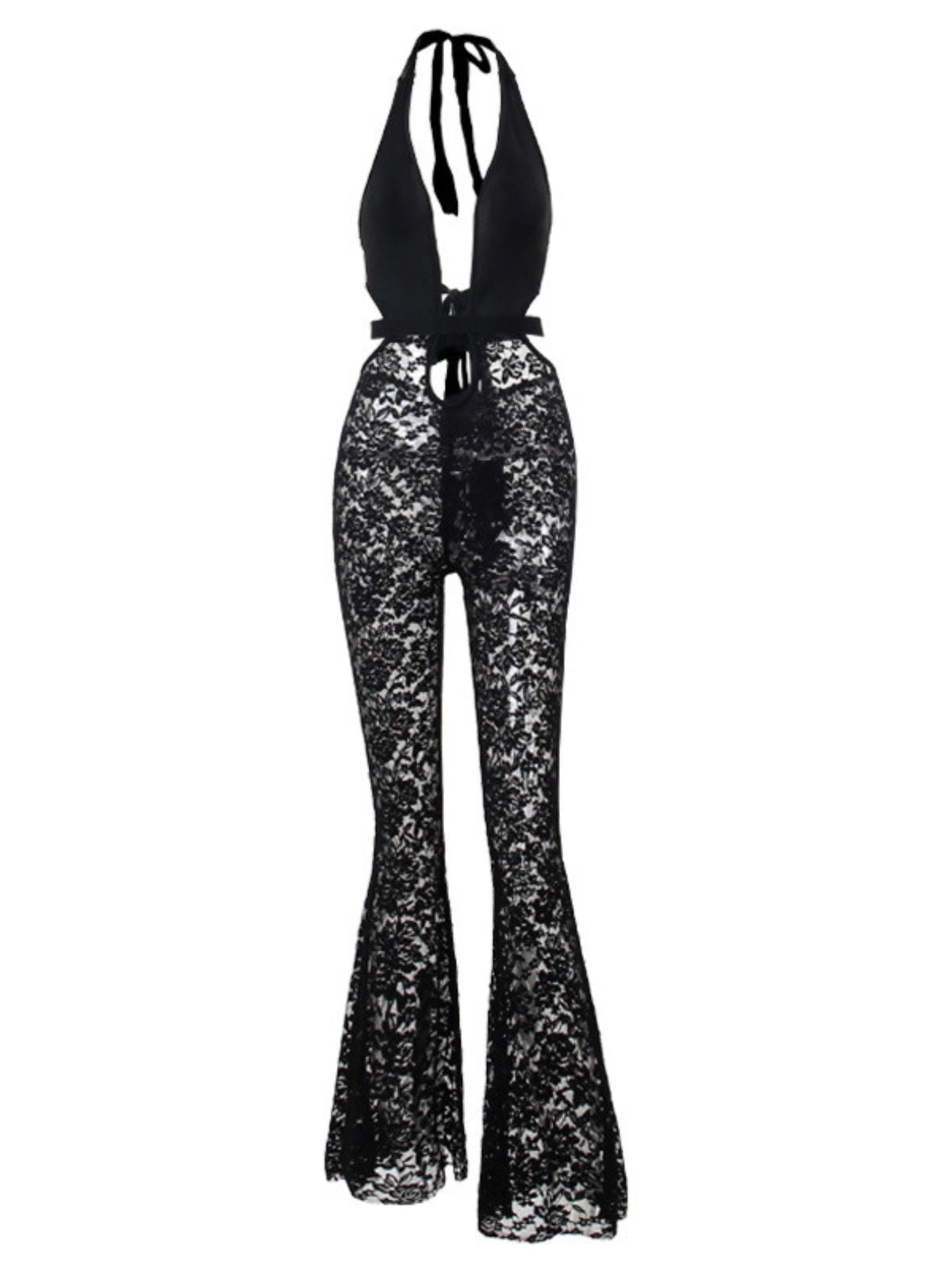 Ruel Backless Cutout Lace Jumpsuit