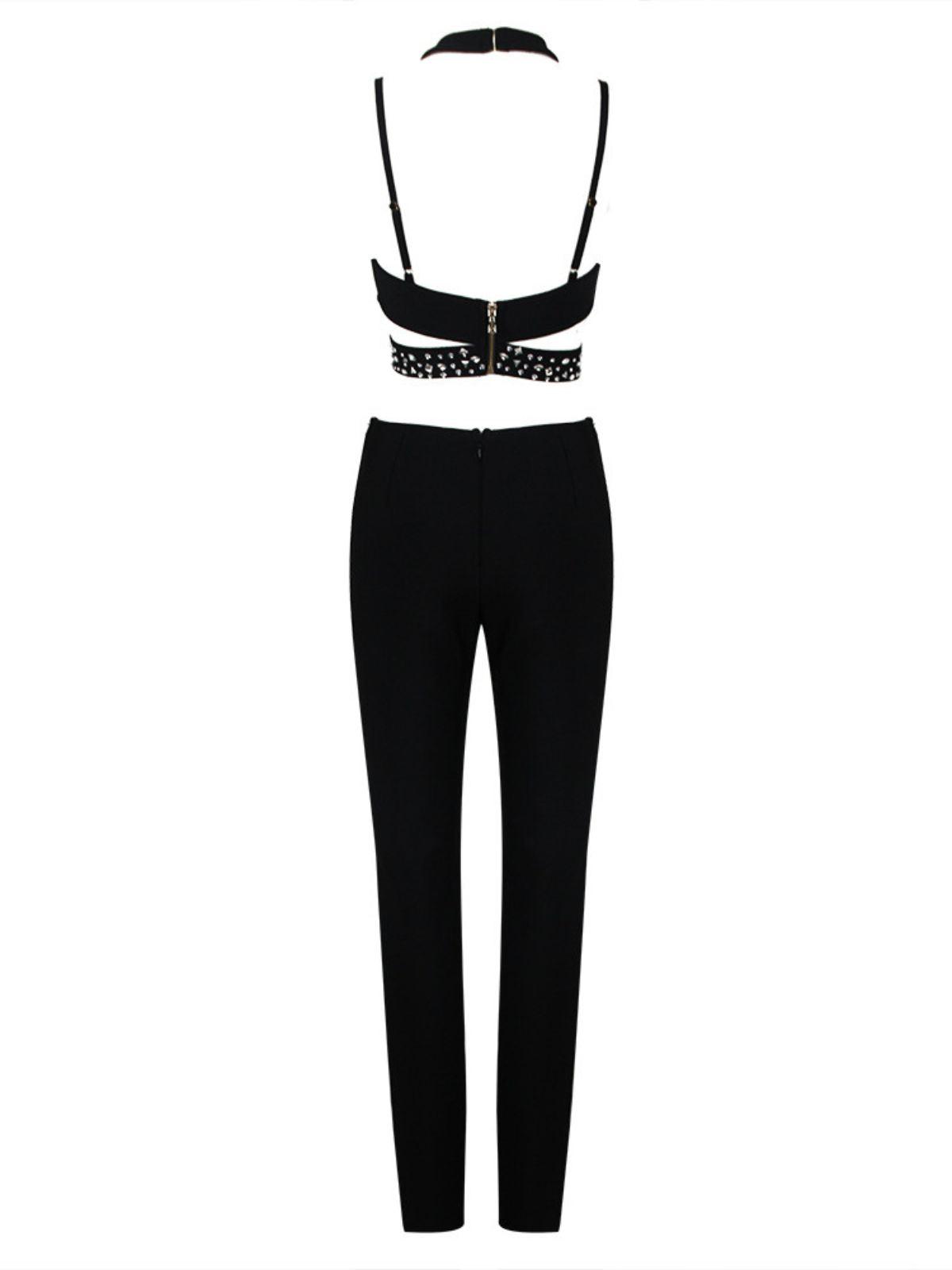 Ruri Halterneck Cutout Bandage Jumpsuit - Mew Mews Fashion