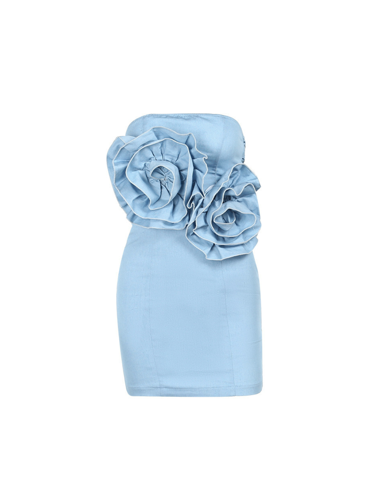 Rusalka Strapless Flower Denim Dress