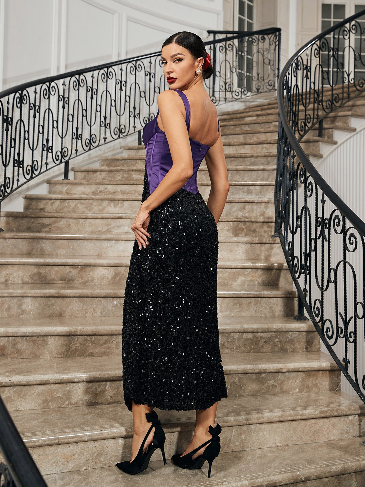 Shelby Corset Patchwork Sequin Dress