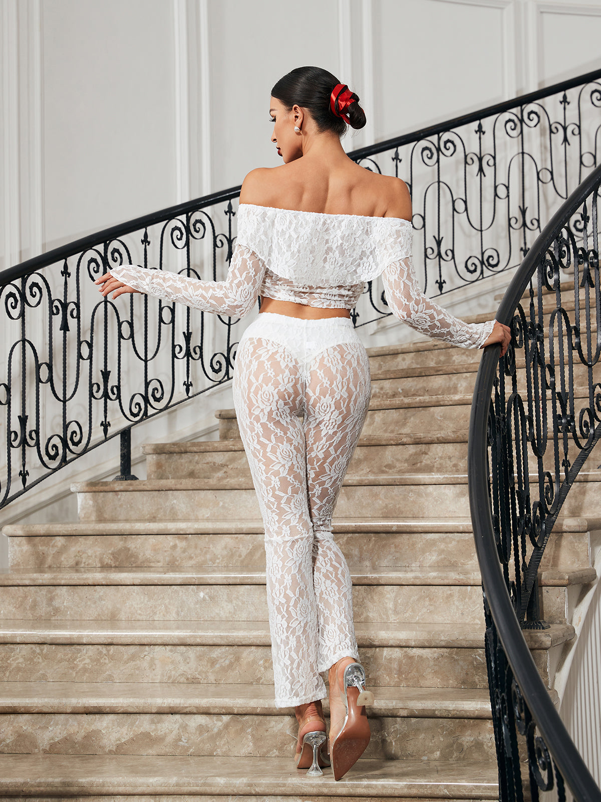 Soledad Floral Lace Pants Set