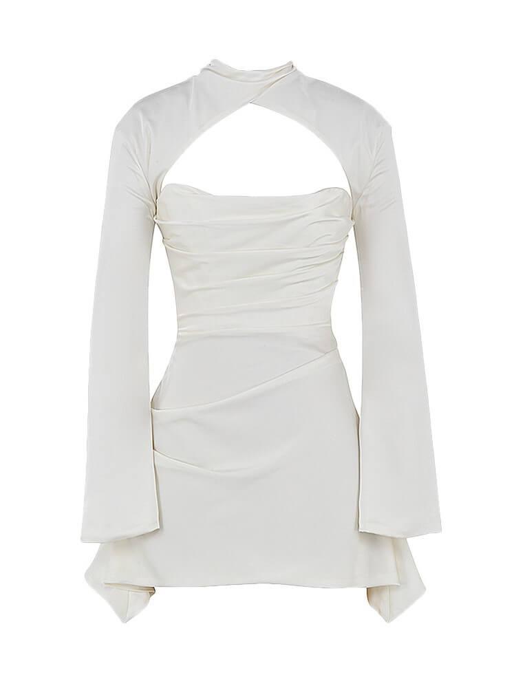 Sybil Satin Mini Dress In Ivory - Mew Mews Fashion