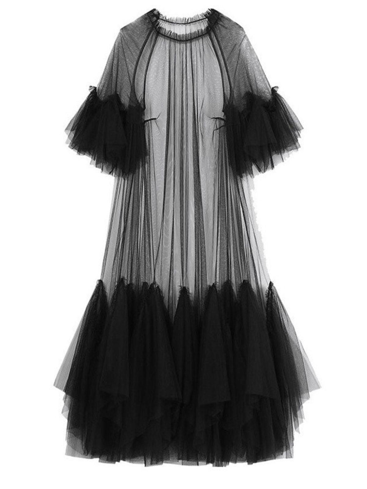 Tansy Pleated Mesh Dress In Black - Mew Mews Fashion