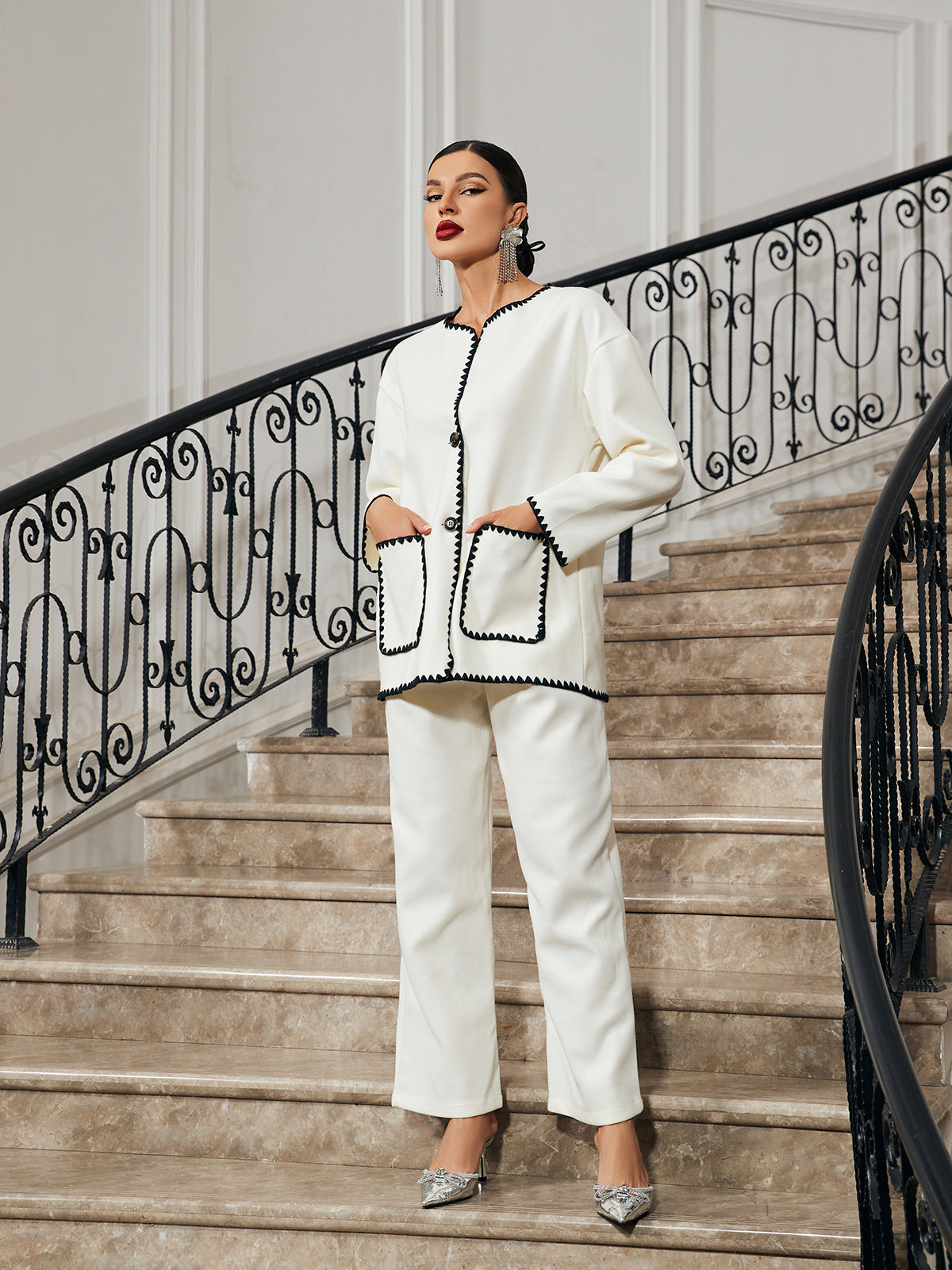 Tekoa Patchwork Pockets Pants Set