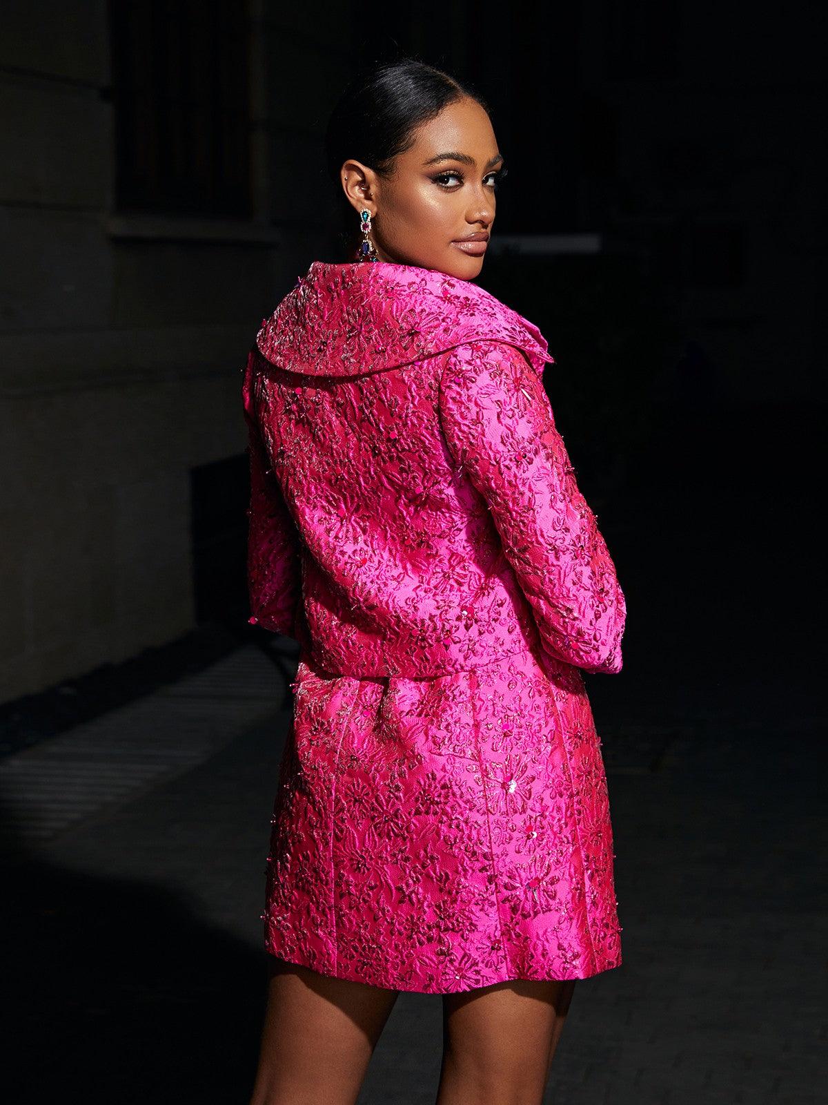 Aanya Jacquard Floral Blazer - Mew Mews Fashion