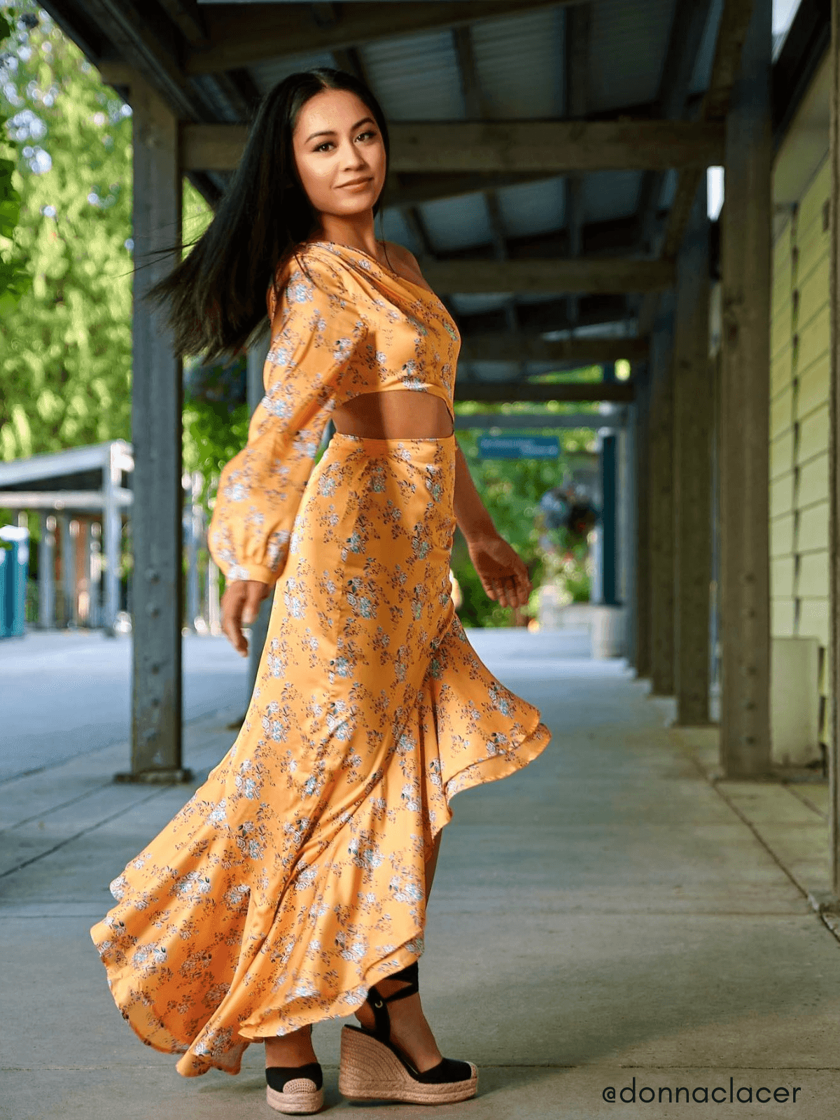 Aiyana One Shoulder Floral Maxi Dress In Yellow - Mew Mews Fashion