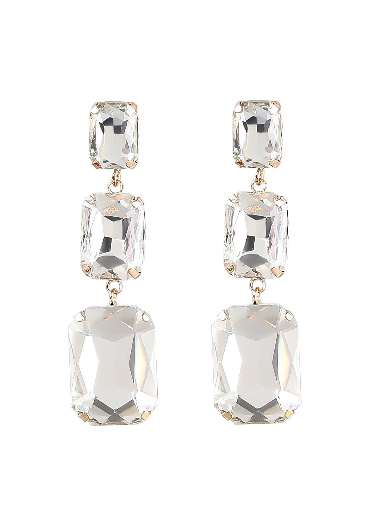 Alcott Crystal Gem Drap Earrings - Mew Mews Fashion