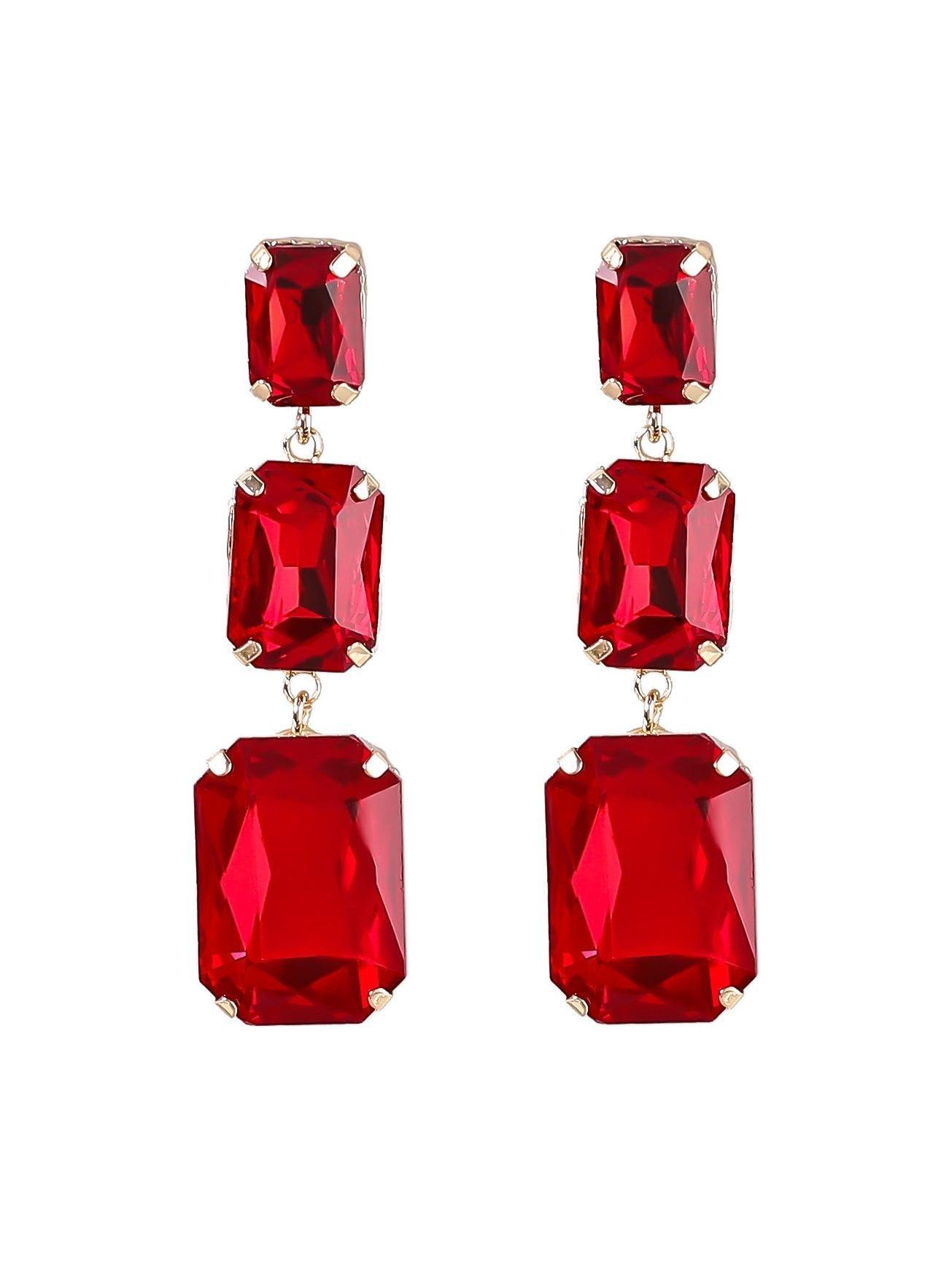 Alcott Crystal Gem Drap Earrings - Mew Mews Fashion