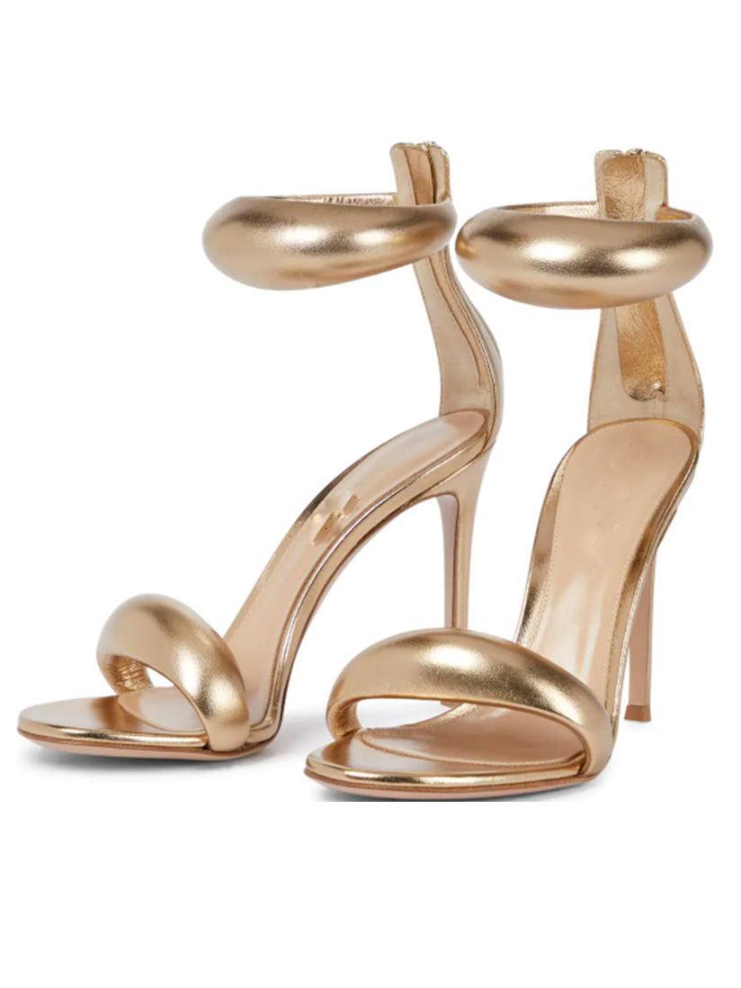 Aleena Gold Ankle Strap Sandals - Mew Mews Fashion