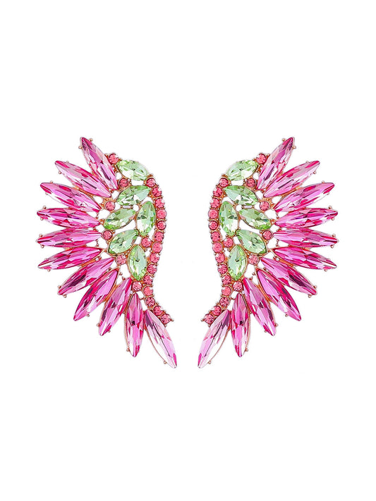 Alegria Pink Rainbow Rhinestone Earrings