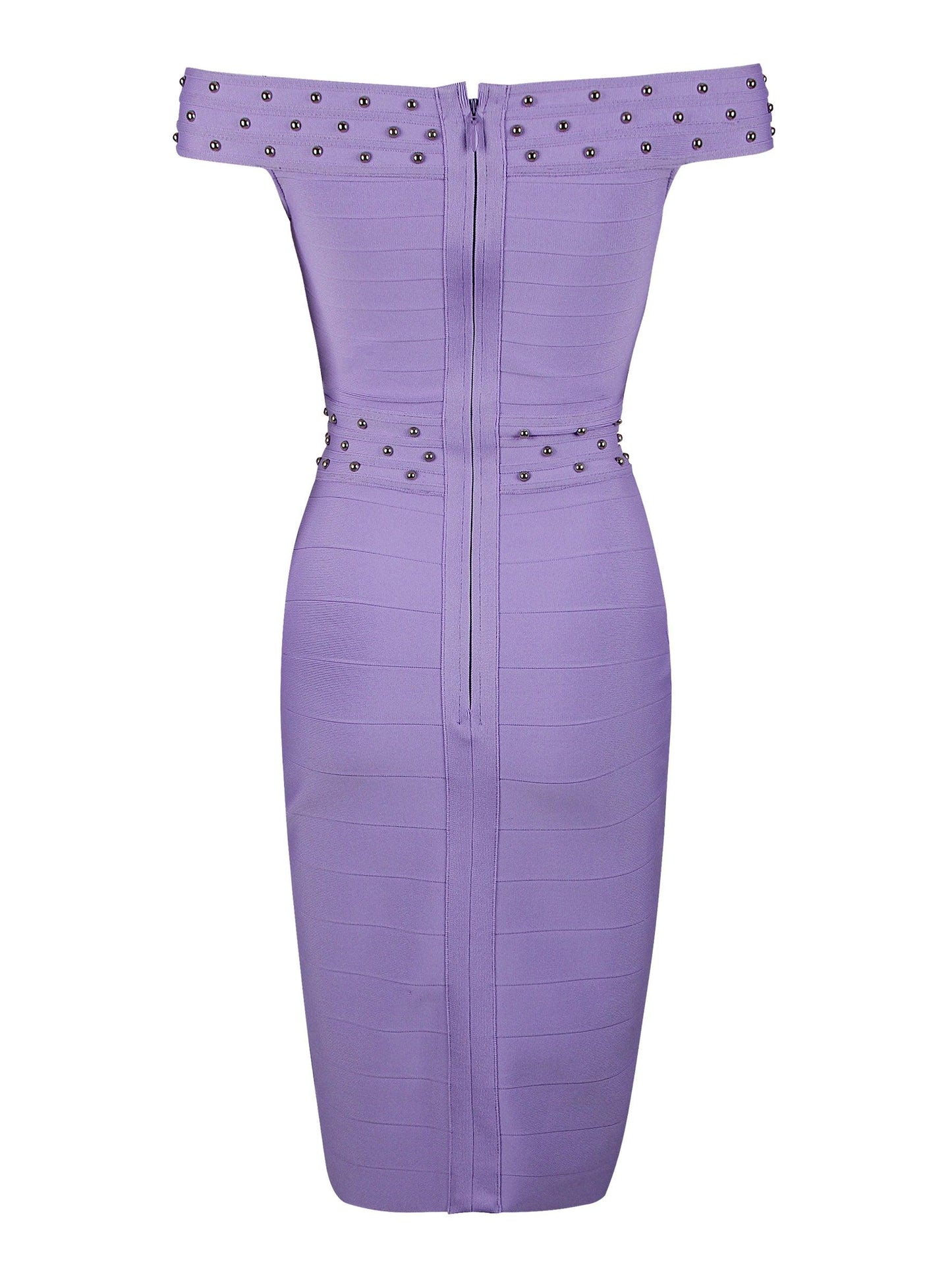 Alexandra Off Shoulder Bandage Midi Dress In Lilac