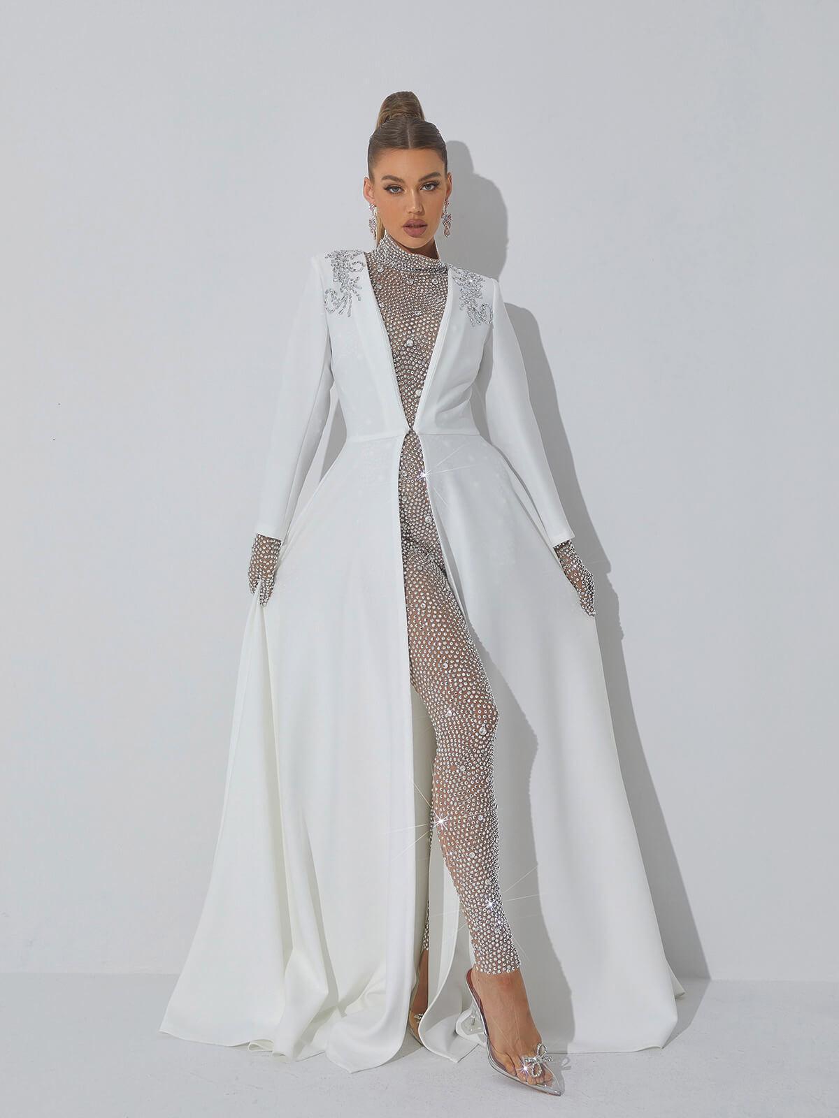 Ally Rhinestone Mesh Jumpsuit - Mew Mews Fashion