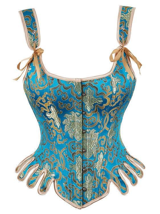 Amelia Jacquard Corset Top In Blue - Mew Mews Fashion
