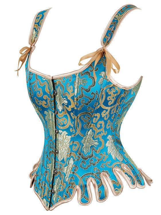 Amelia Jacquard Corset Top In Blue - Mew Mews Fashion