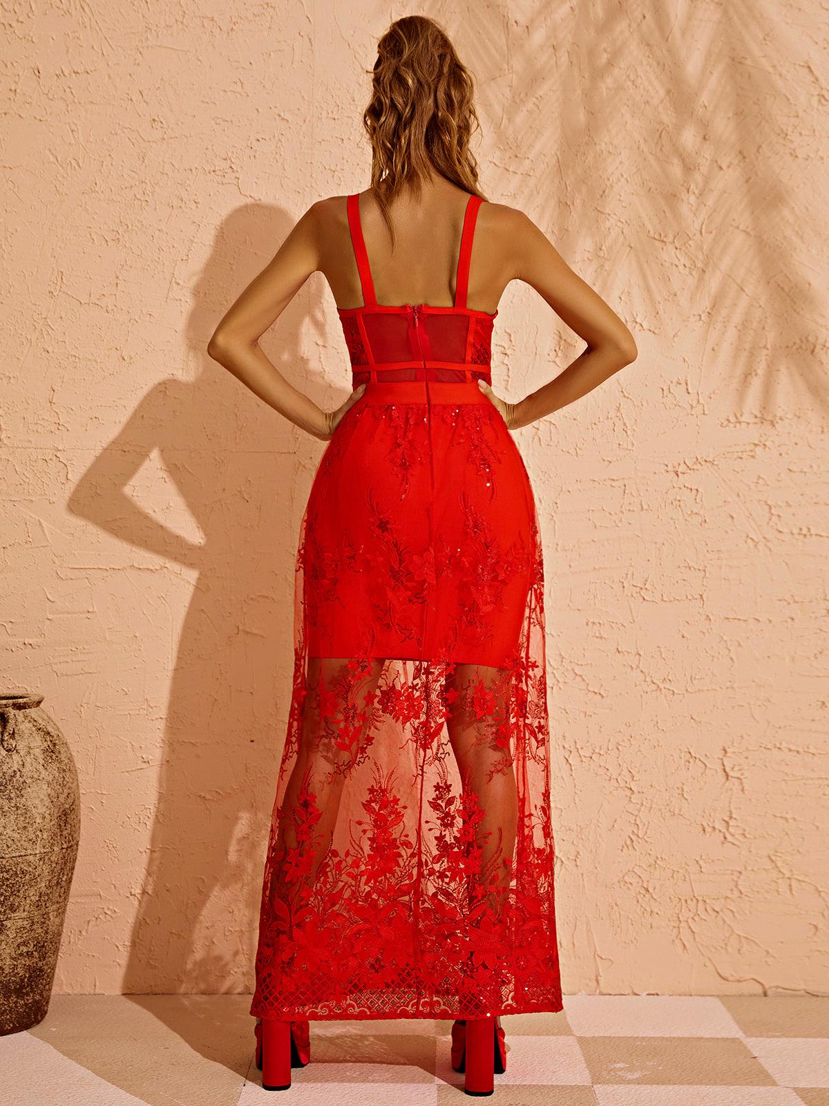 Amirah Maxi Dress In Red - Mew Mews Fashion