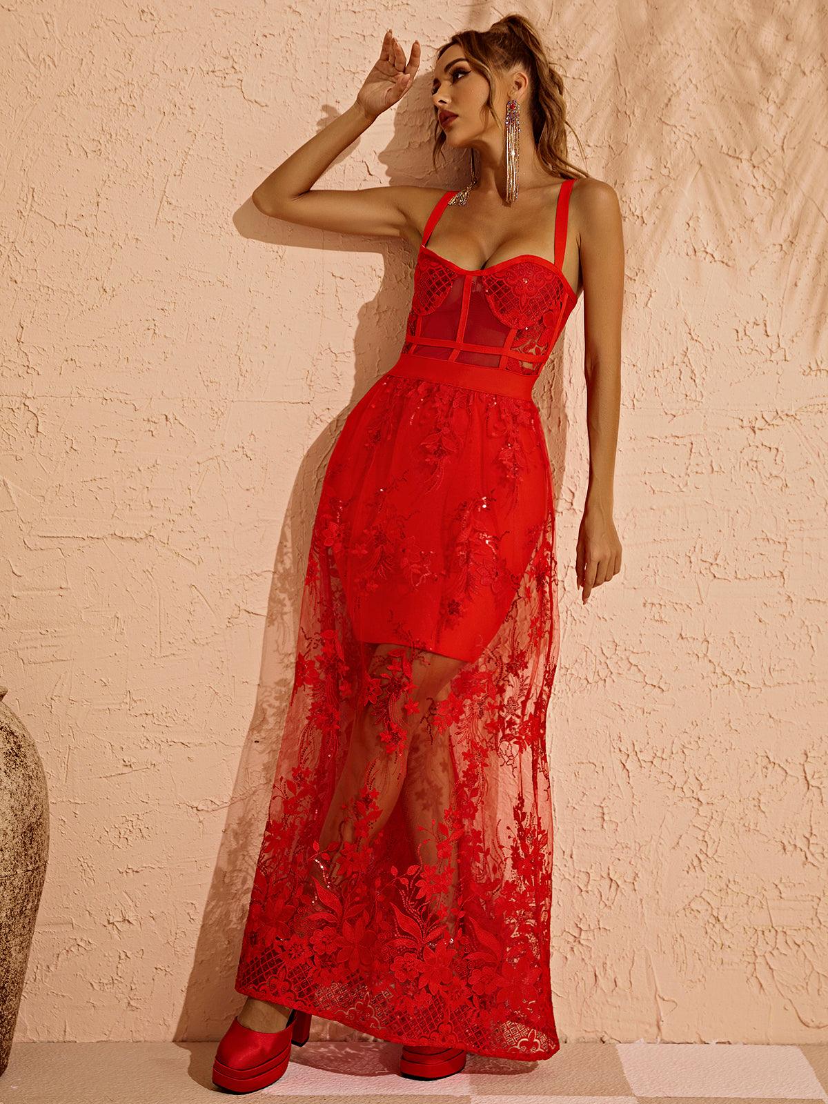Amirah Maxi Dress In Red - Mew Mews Fashion