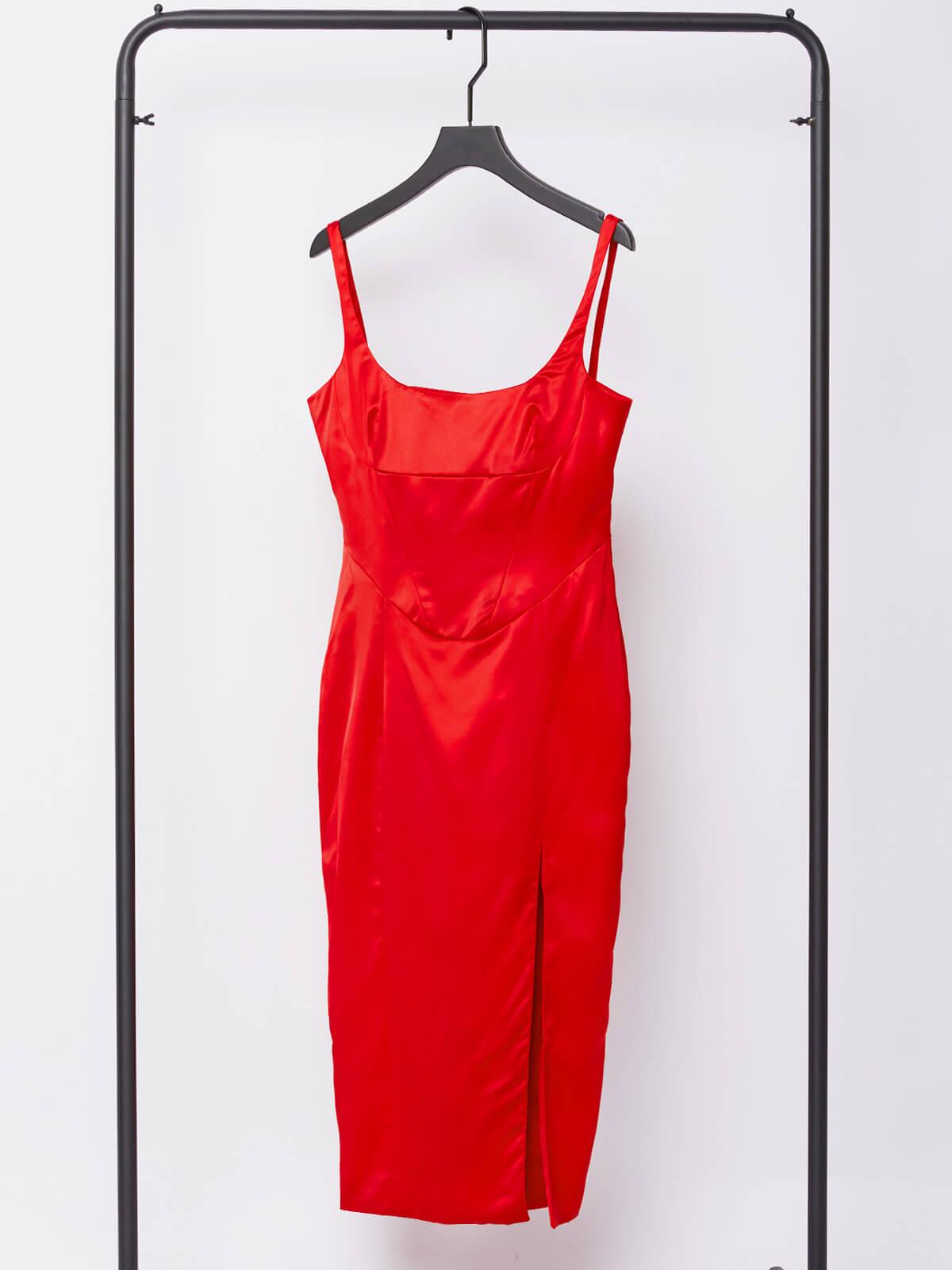 Annie Satin Midi Dress In Wine