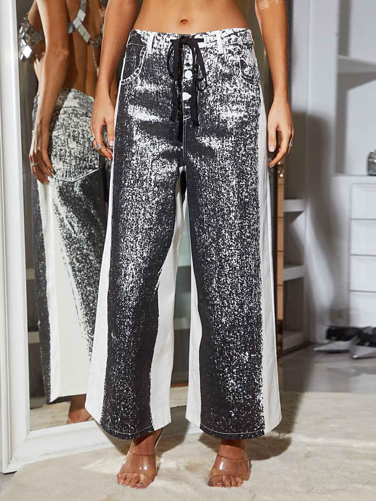 Anona Denim Pants In Black - Mew Mews Fashion