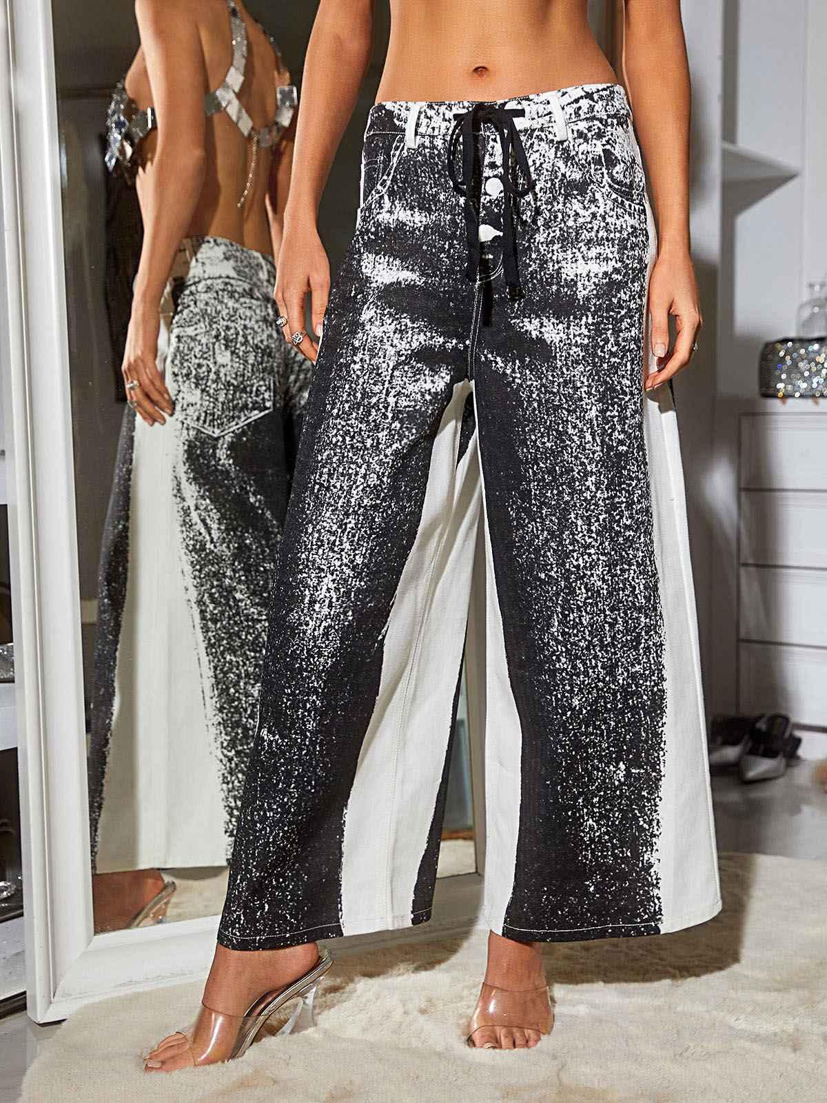 Anona Denim Pants In Black - Mew Mews Fashion