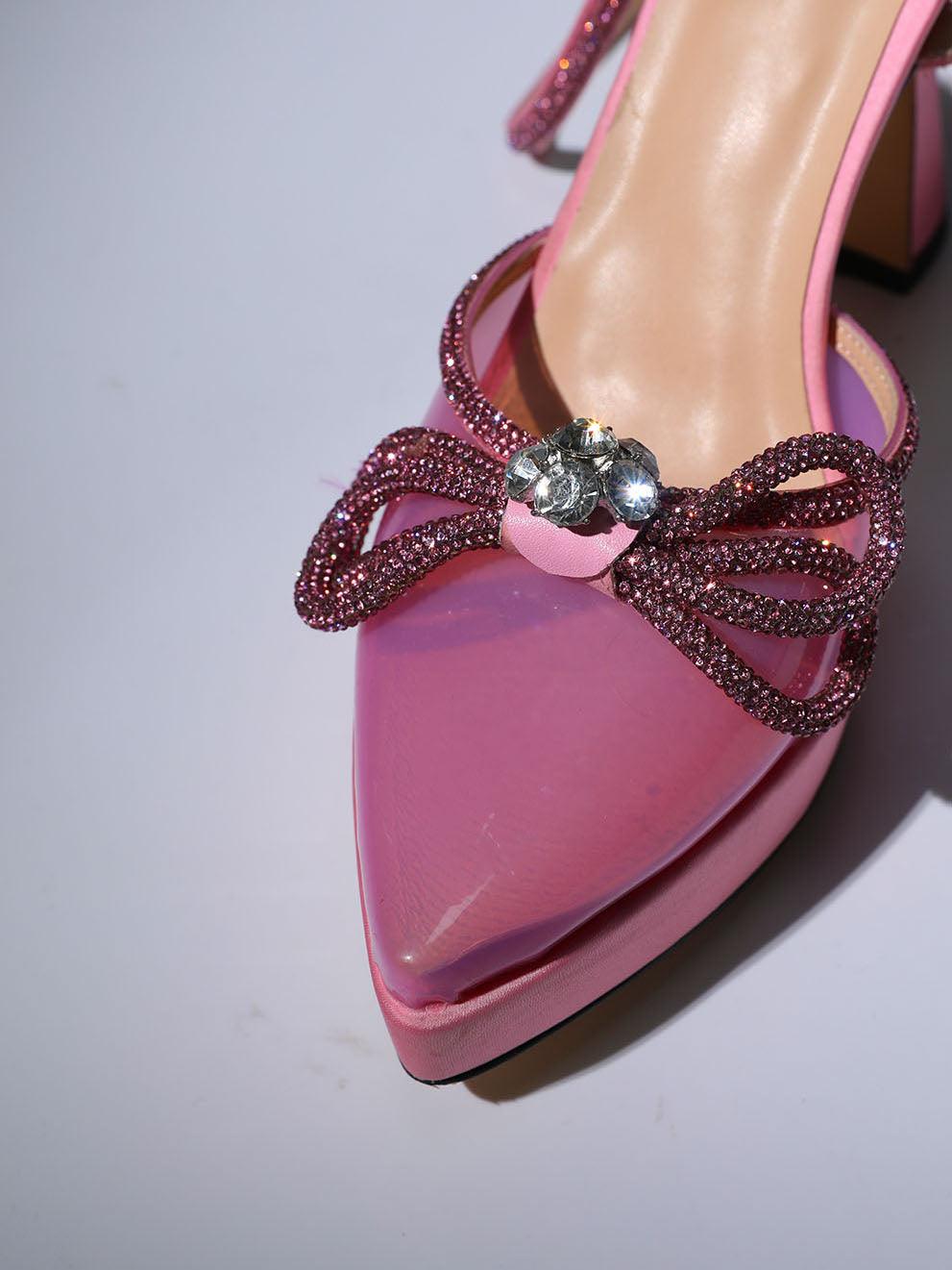 Anouk Bow Crystal Heels In Pink - Mew Mews Fashion