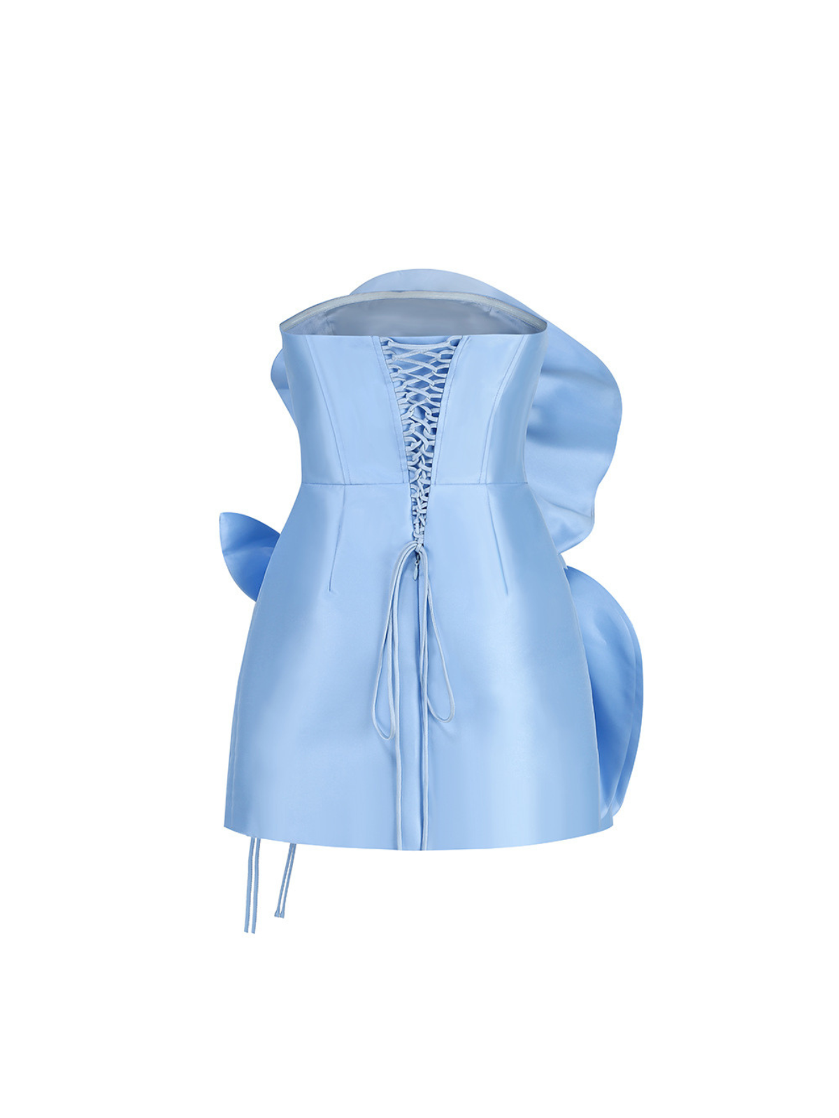 Anwen Strapless Flower Mini Dress In Blue