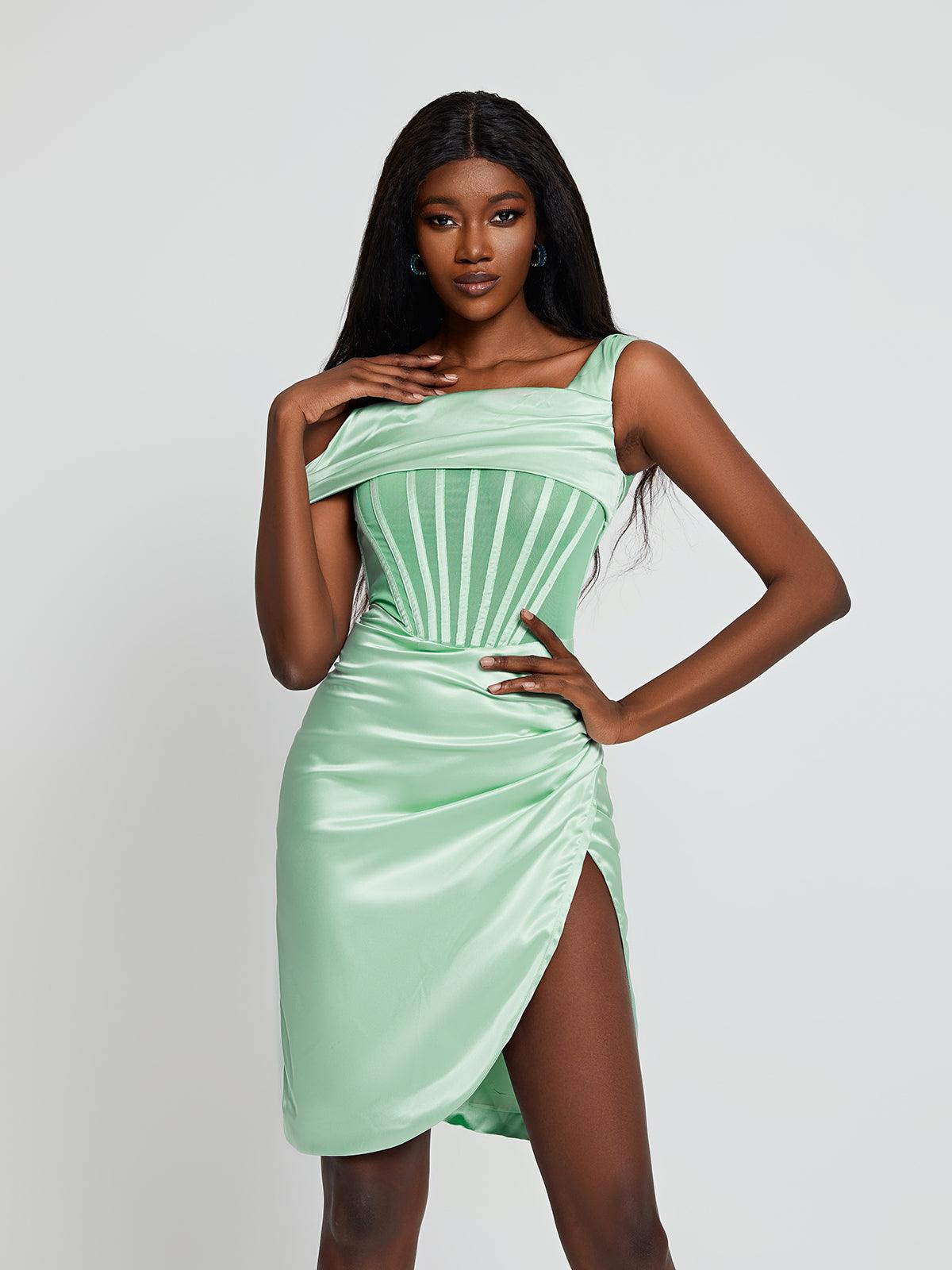 Ariella Satin Corset Dress In Mint - Mew Mews Fashion