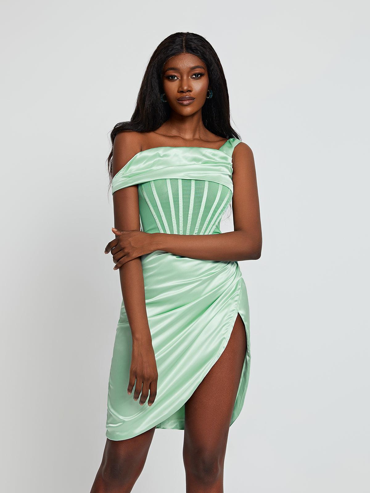 Ariella Satin Corset Dress In Mint - Mew Mews Fashion