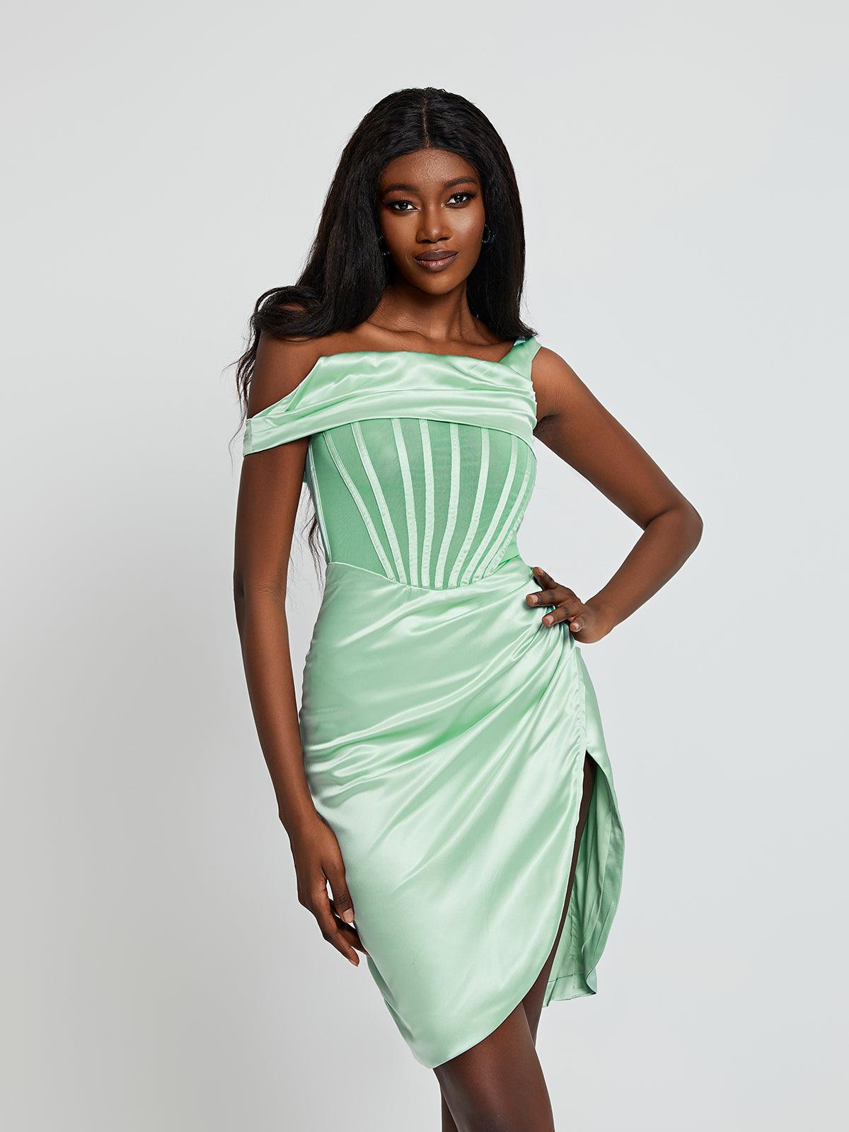 Ariella Satin Corset Dress In Mint - Mew Mews Fashion