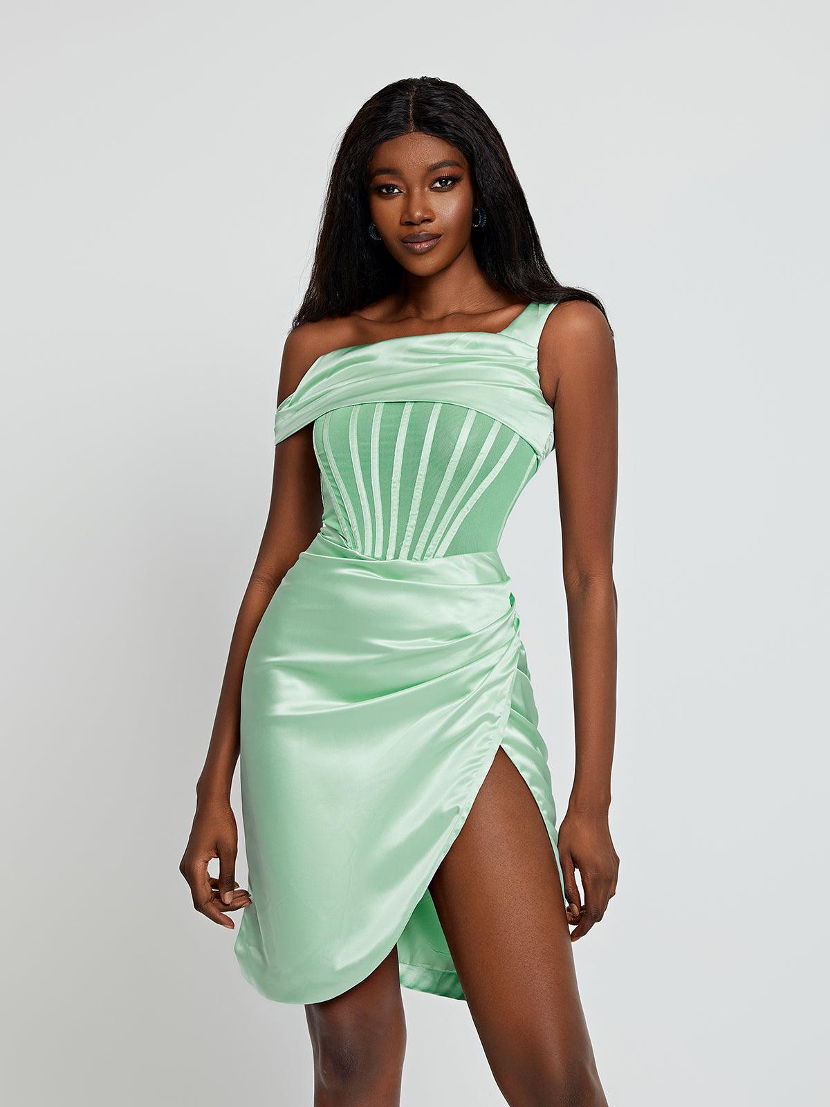 Ariella Satin Corset Dress In Mint - Mew Mews Fashion