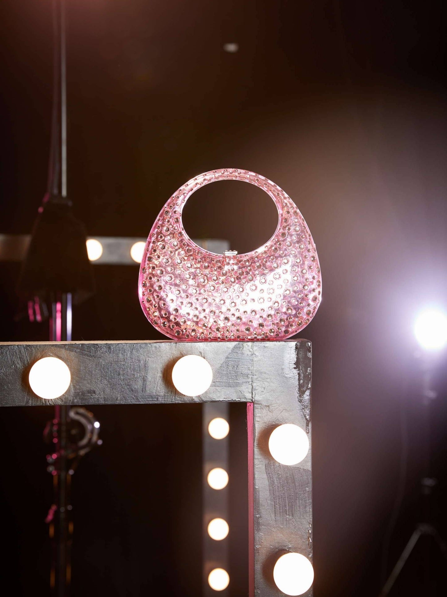 Asher Clear Embellished Bag In Pink