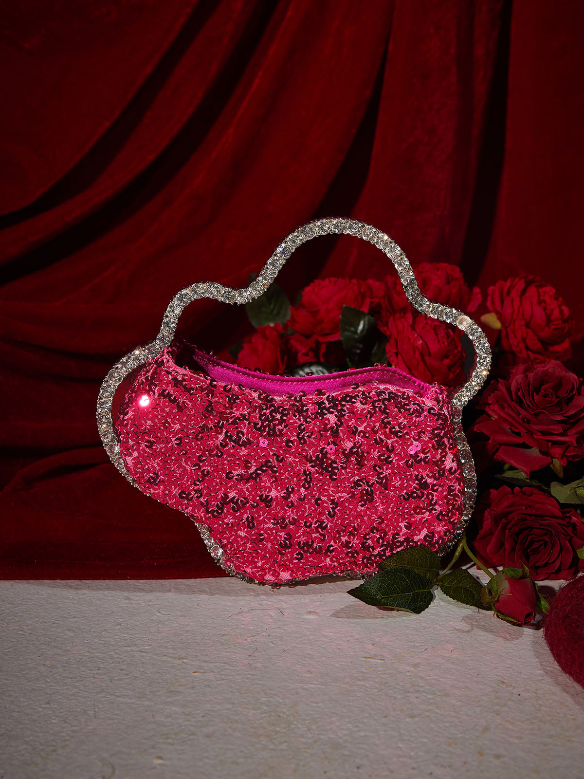 Ashlyn Sequin Cloud Clutch In Hot Pink