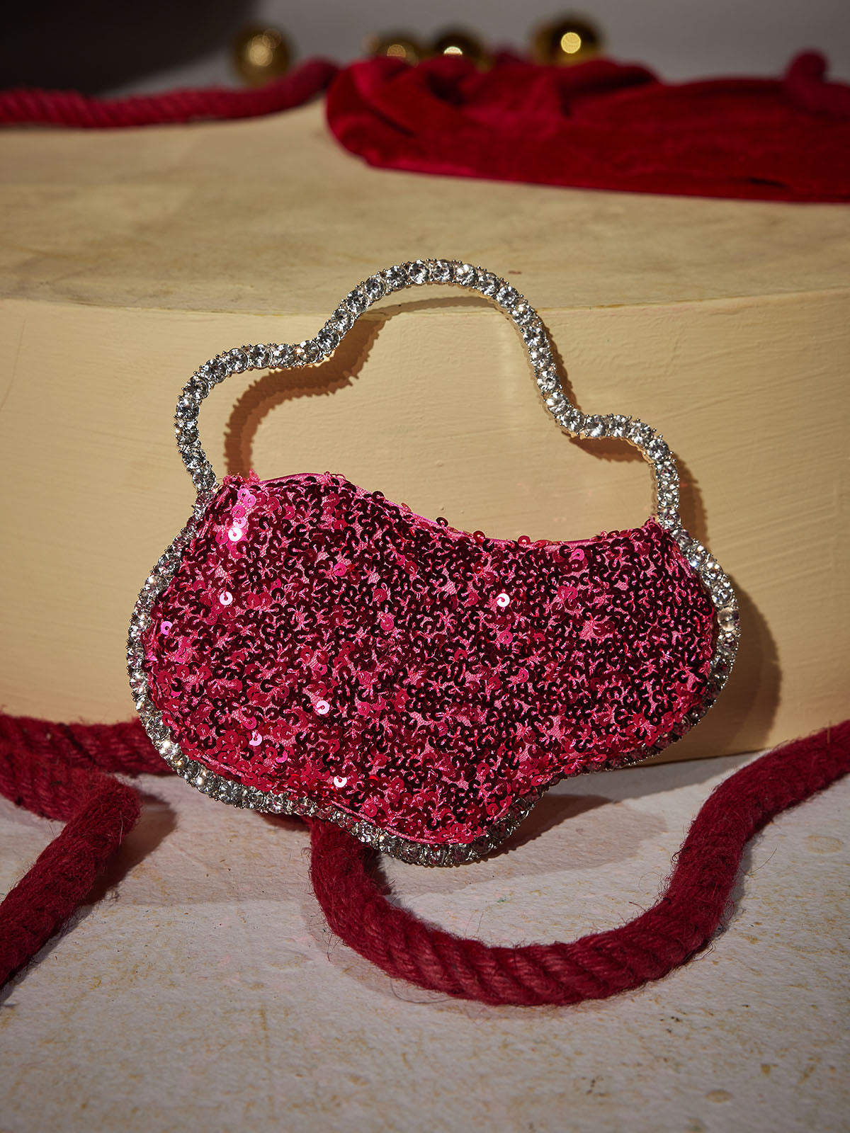 Ashlyn Sequin Cloud Clutch In Hot Pink