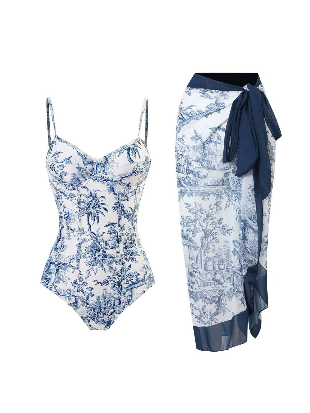 Aubrianna Printed SwimwearTwo Piece Set In Blue