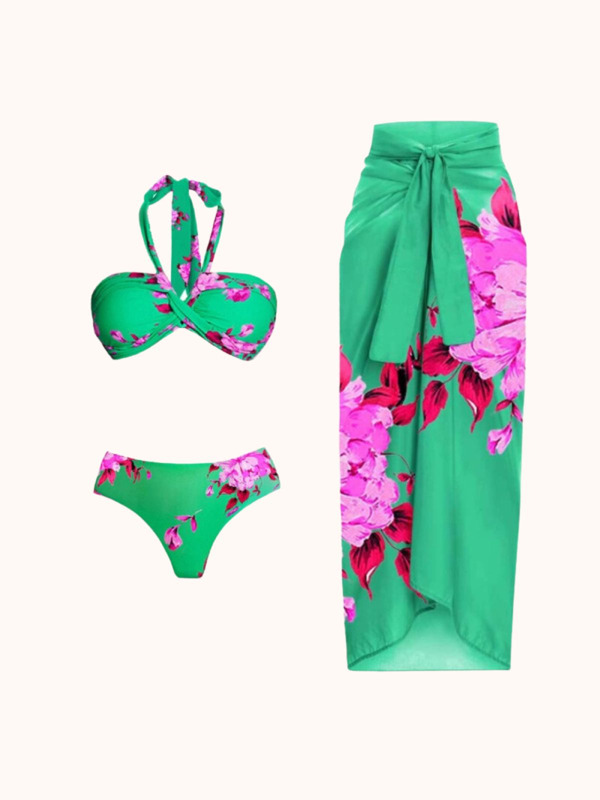 Aunika Halterneck Bikini Three Piece Set
