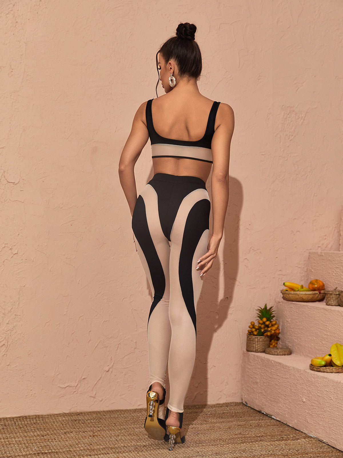 Avi Mesh Leggings Set In Black